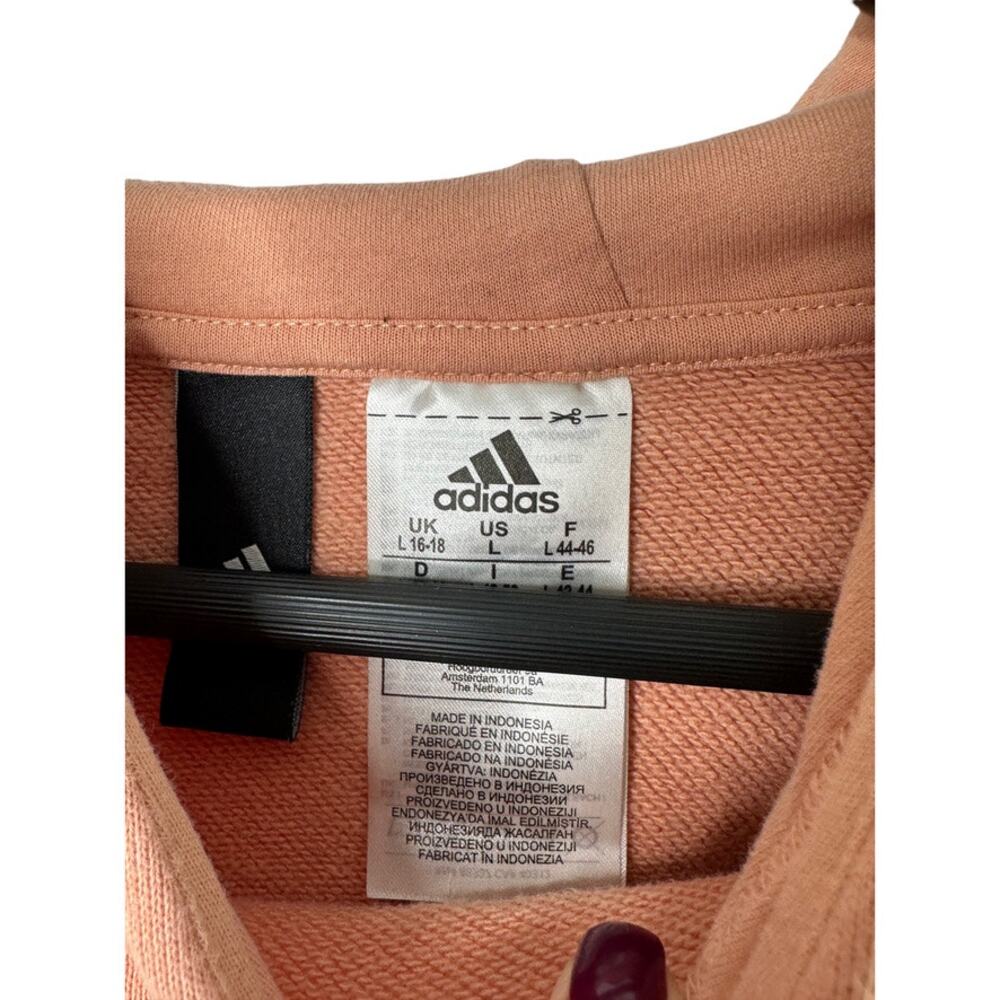 Adidas Peach Cropped Boxy Fit Long Sleeve Hoodie Sweatshirt Women's Size Large - Picture 4 of 8